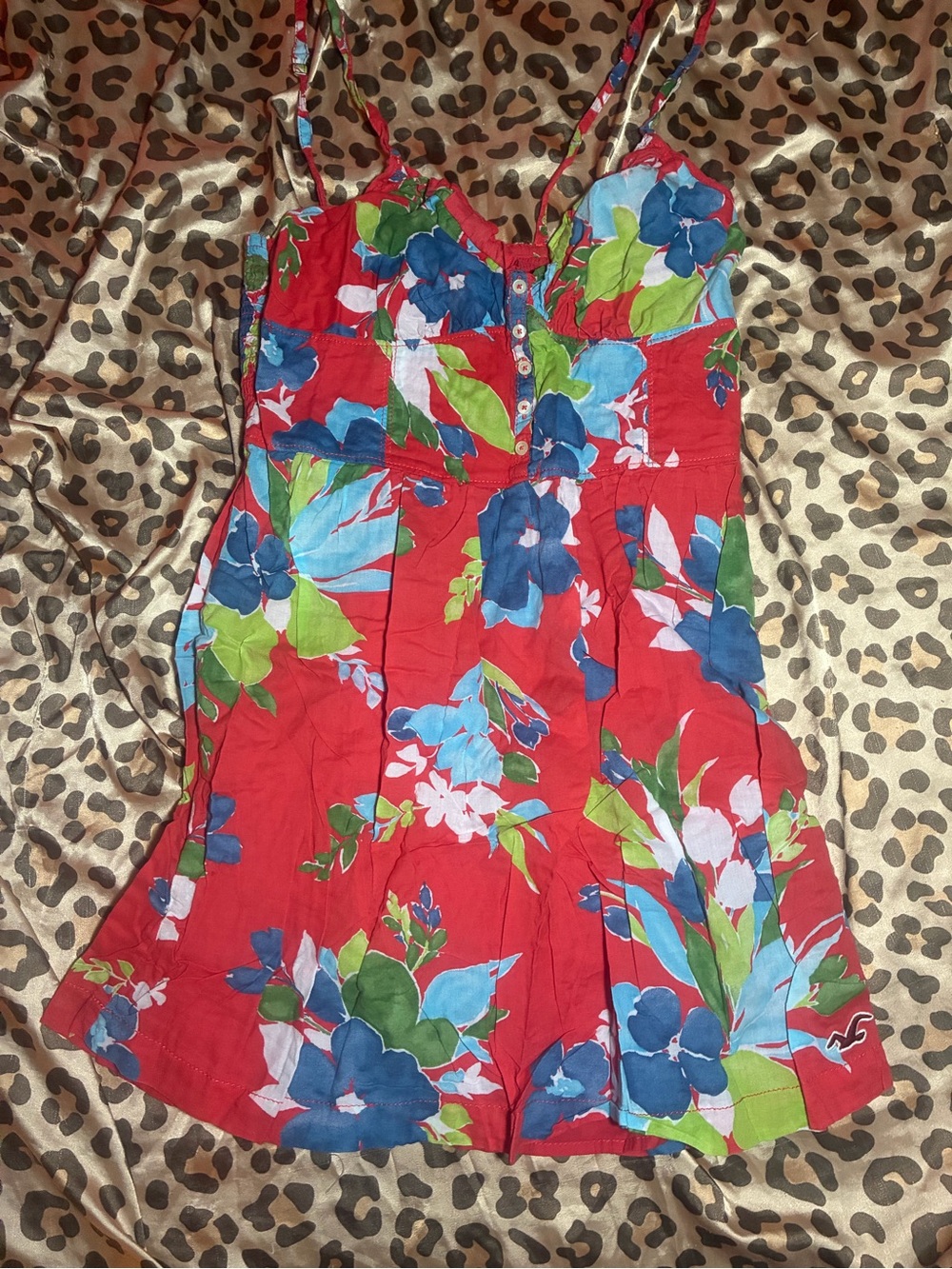 ⭒ adorable red floral 2000s hollister summer dress
